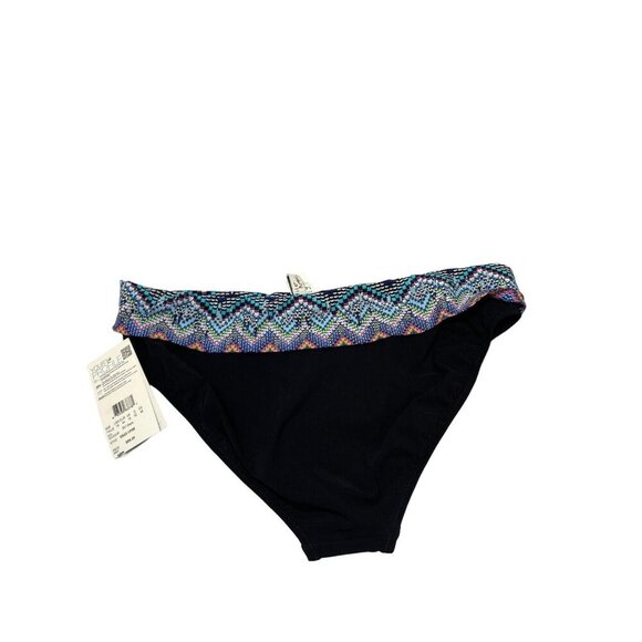 Profile by Gottex Swimwear 14 Bikini Bottom Black W/ Geometric Fold Over NWT - Picture 1 of 10